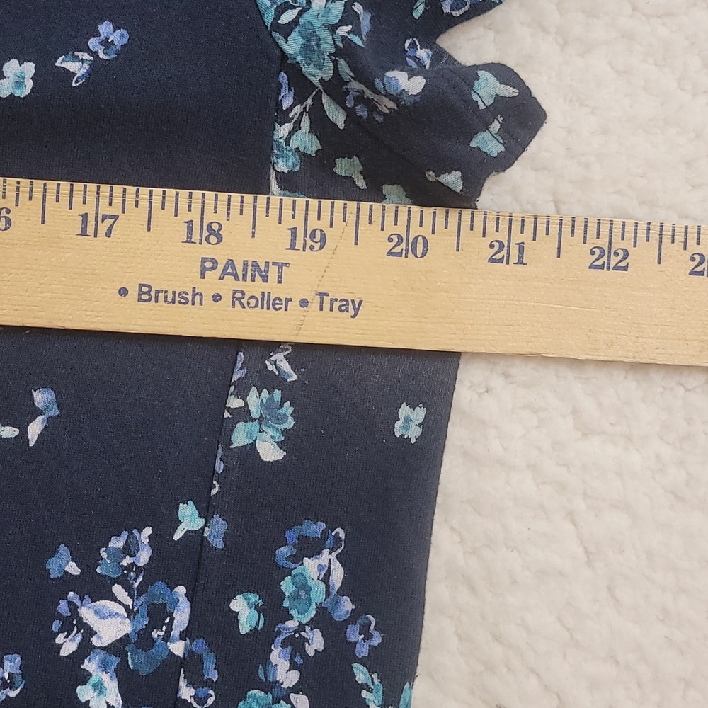 J. Jill Fit Dress Womens Med Blue Floral V-Neck Short Sleeve French Terry Pocket - Picture 4 of 8